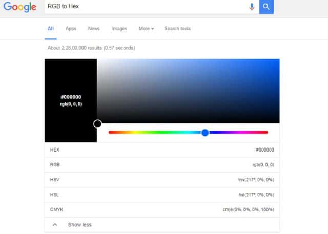Search Engine Giant adds an RGB to Hex converter to its Google Search