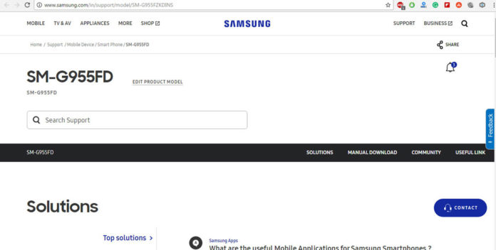Samsung Galaxy S8 Plus official support page live on Samsung India website